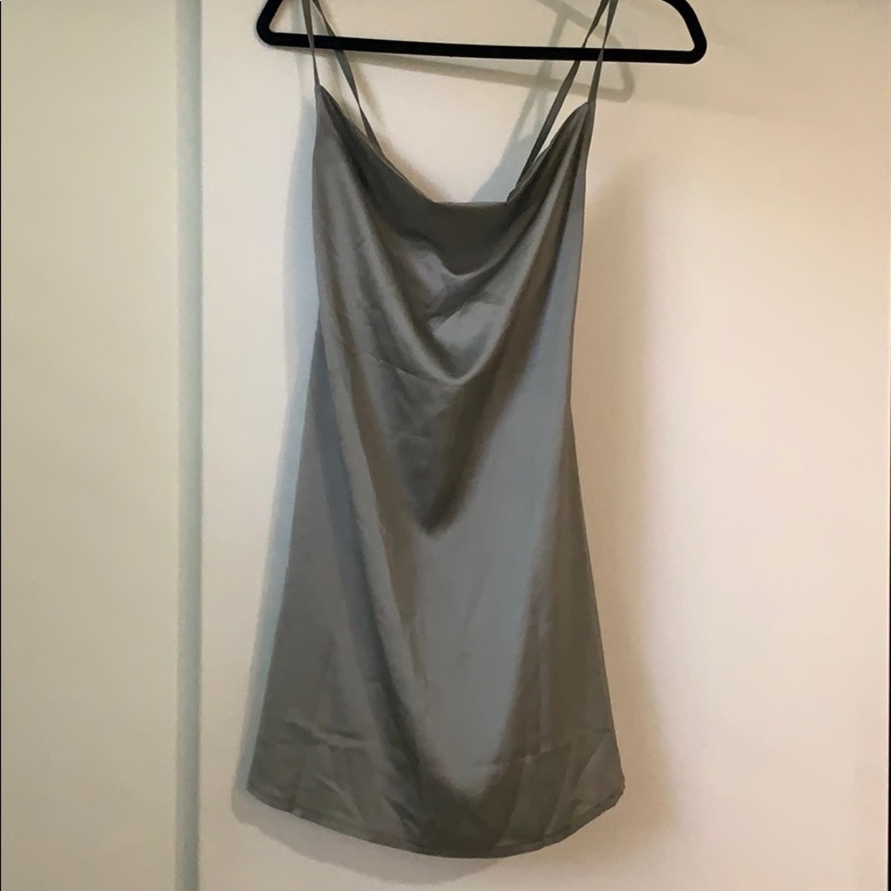 Satin olive dress